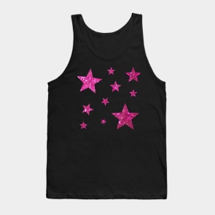 Hot Pink Faux Glitter Stars Tank Top